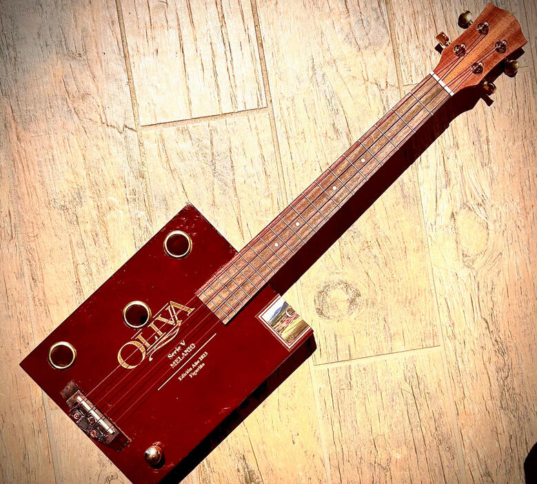 A photo of a Cigar Box Uke created by Ray Riordan